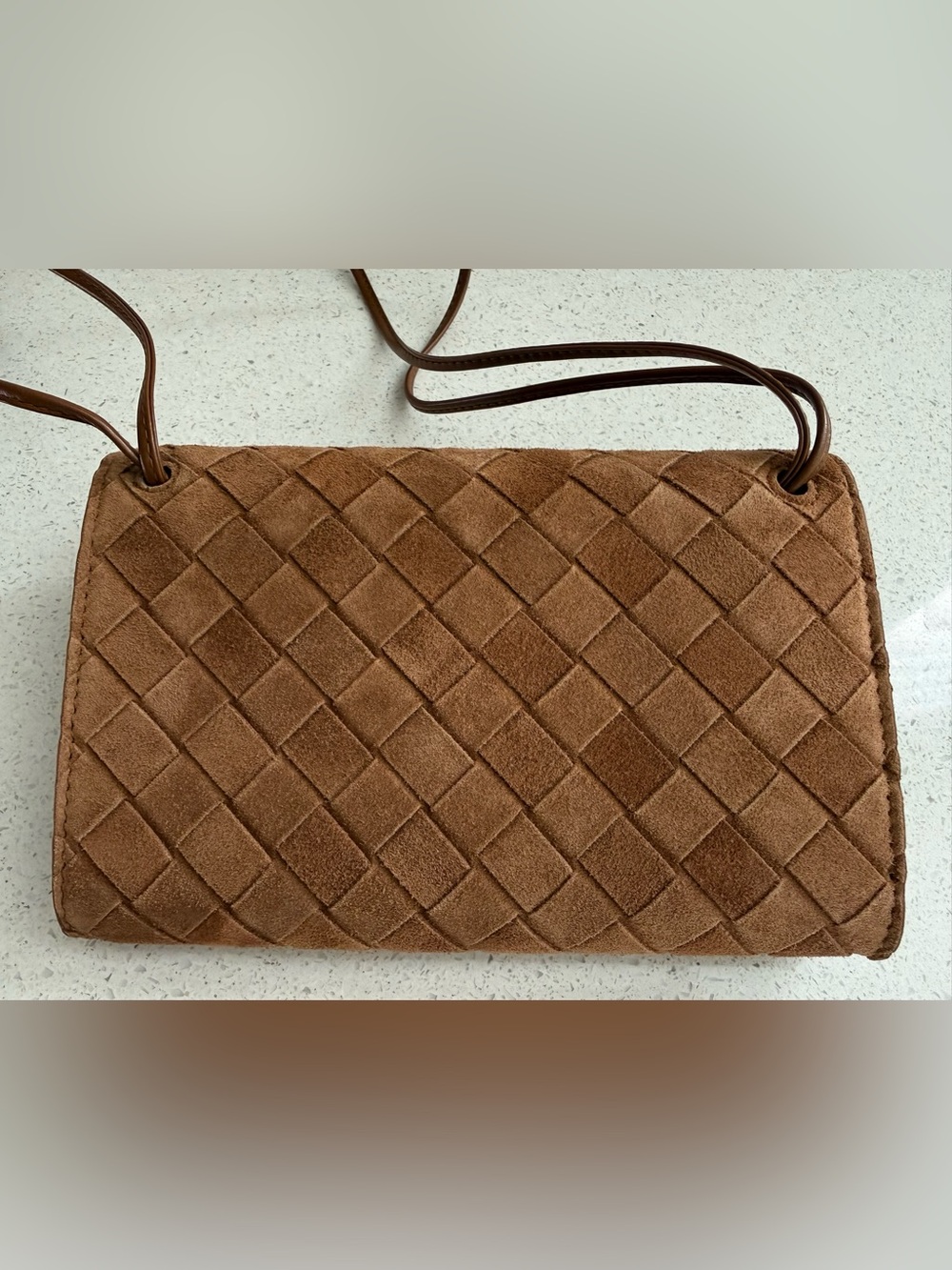 Bottega Veneta Andiamo Suede Crossbody/Wallet Bag Amber Brown - Picture 7 of 8